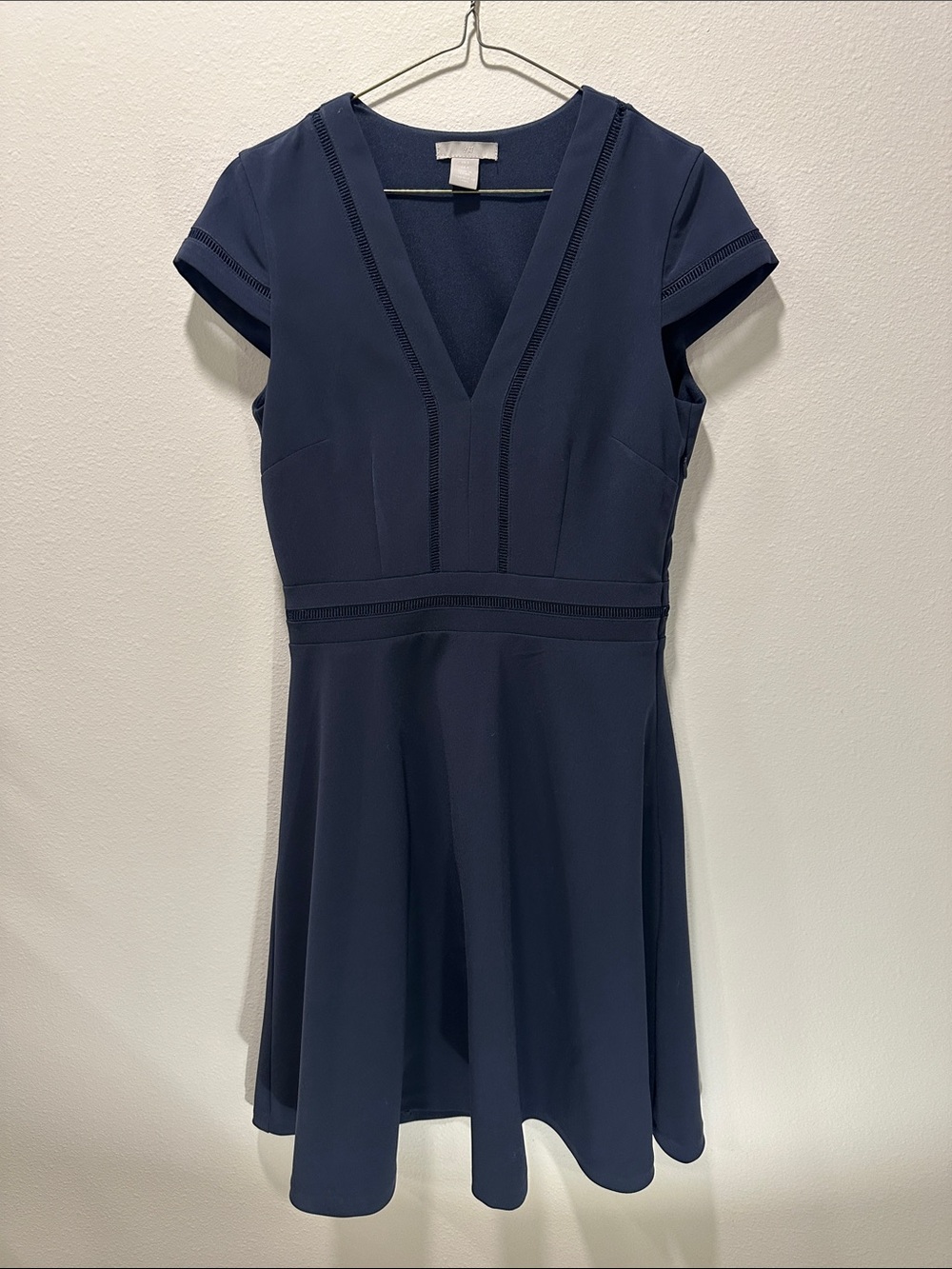 H&M Navy V-Neck Fit & Flare Mini Dress